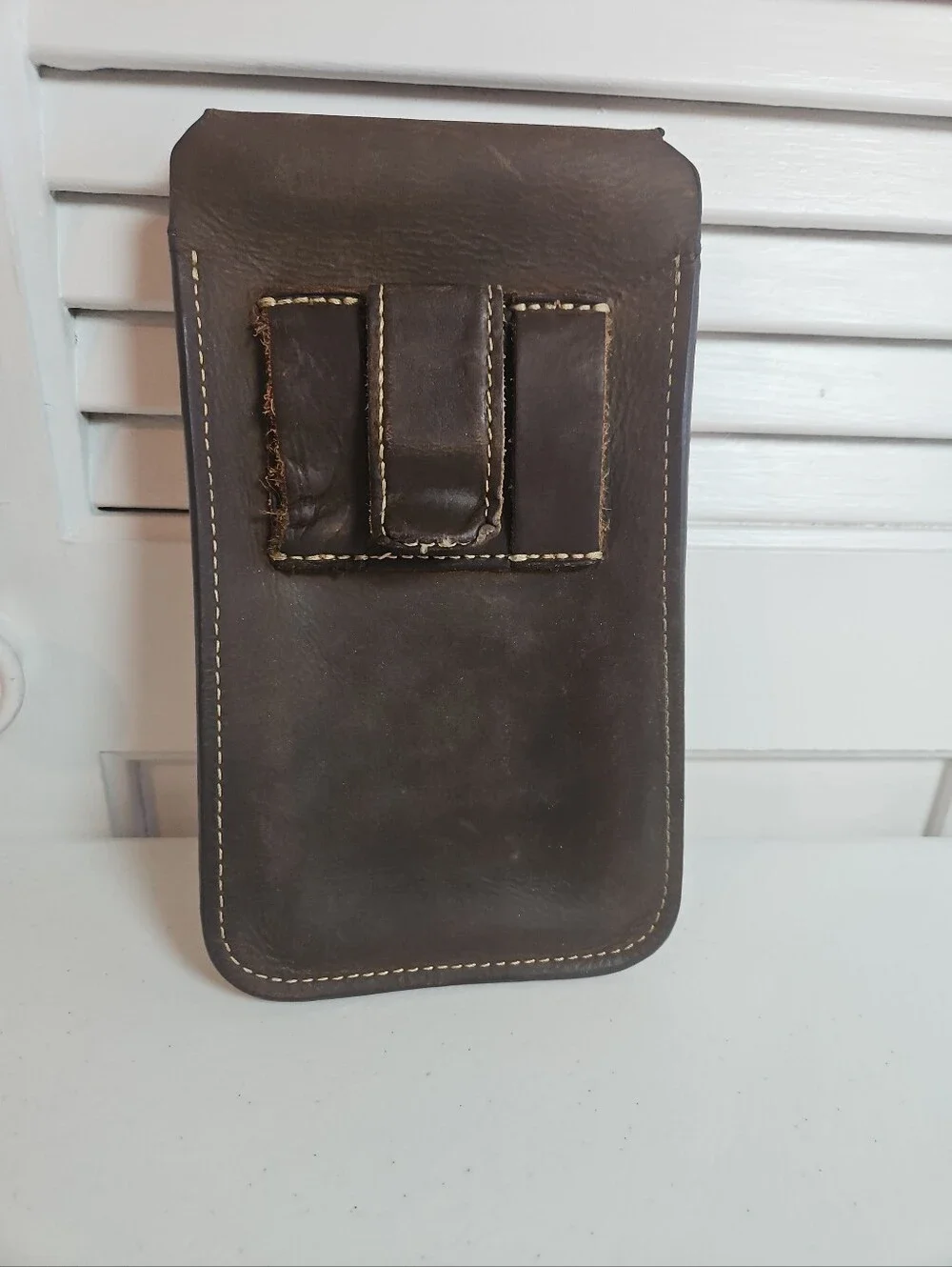 Topstache Brown Leather Cell Phone Holster Belt Pouch Magnetic Closure Mens